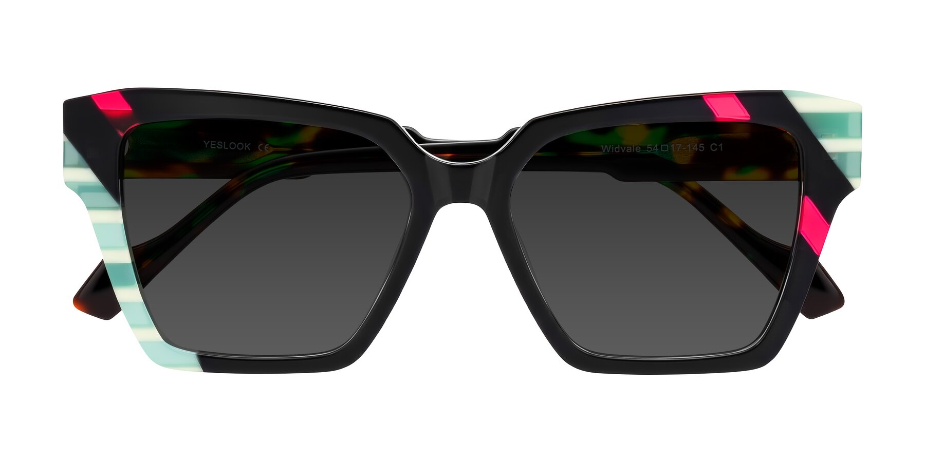 Folded Front of Widvale in Onyx Mosaic with Gray Tinted Lenses