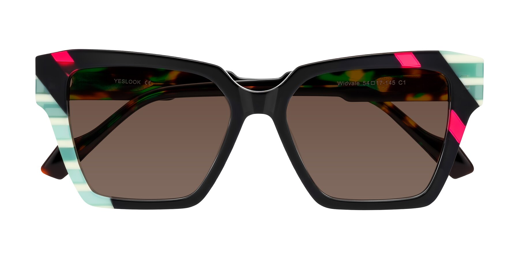 Folded Front of Widvale in Onyx Mosaic with Brown Tinted Lenses