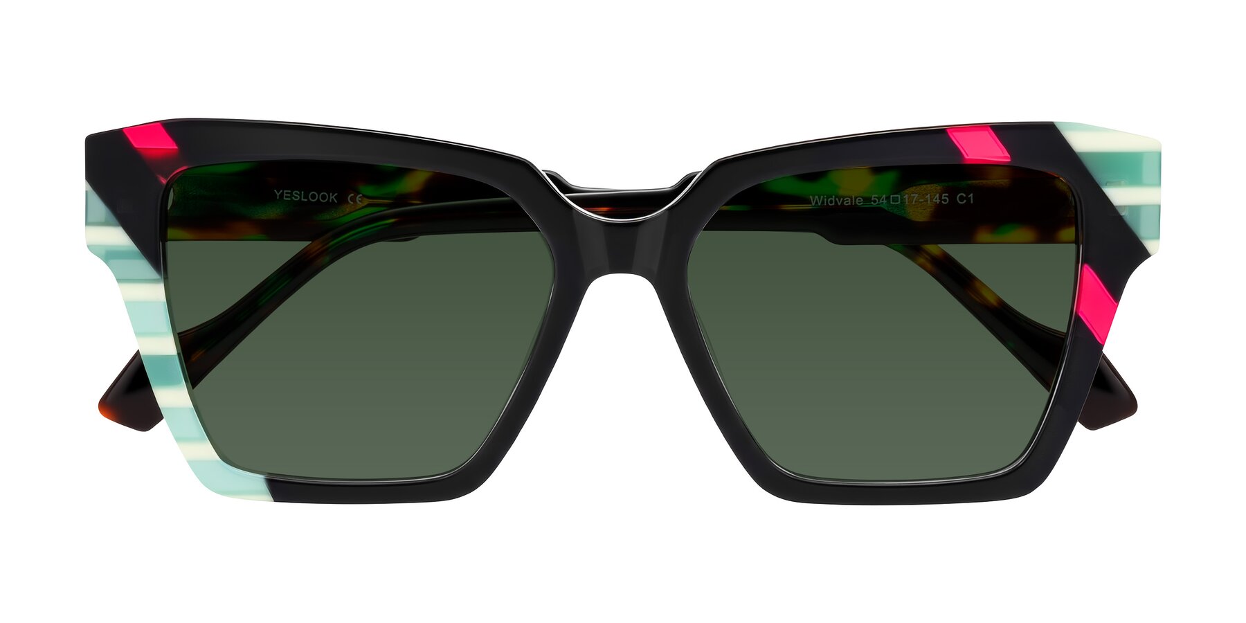 Folded Front of Widvale in Onyx Mosaic with Green Tinted Lenses