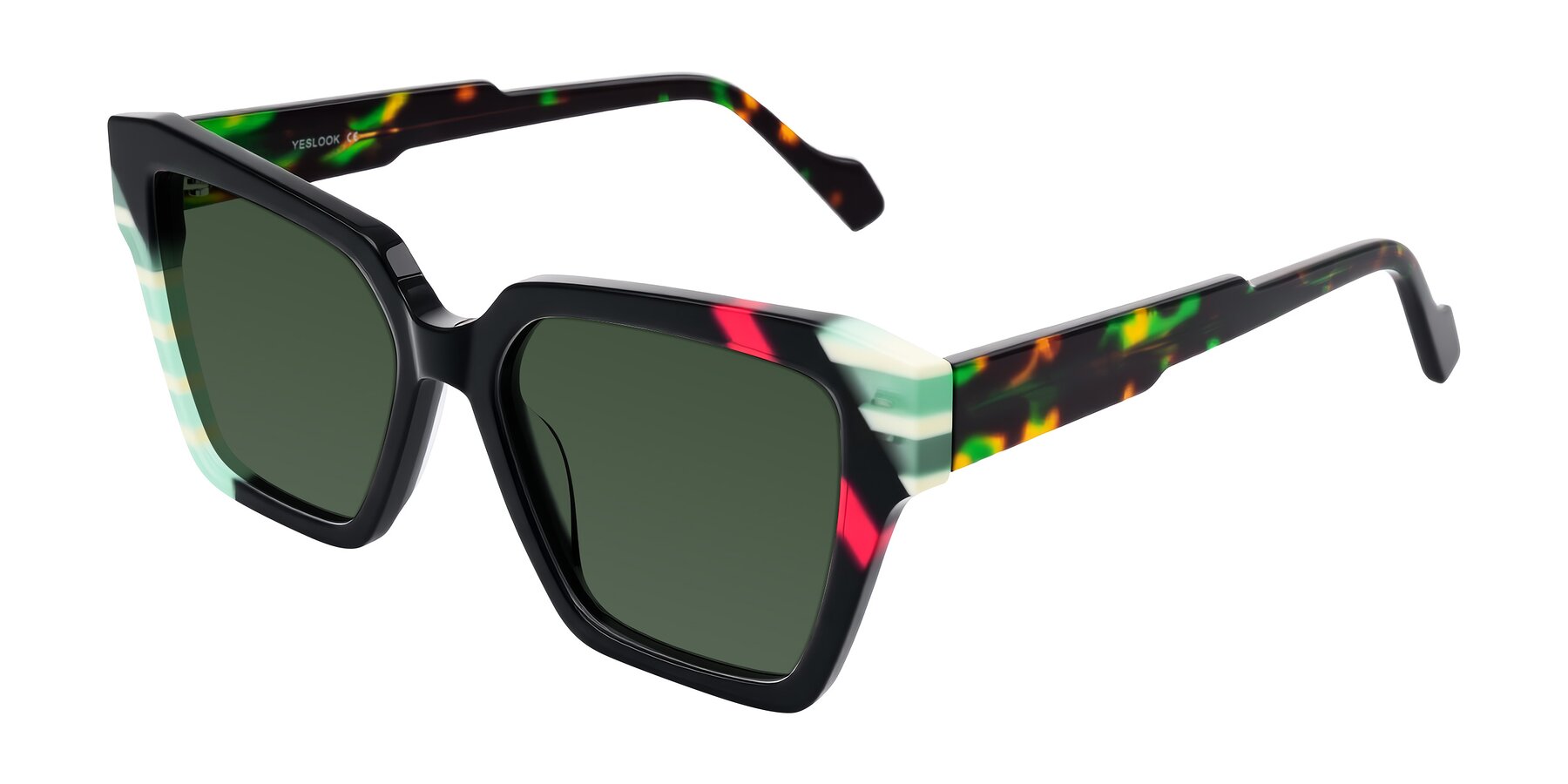Angle of Widvale in Onyx Mosaic with Green Tinted Lenses