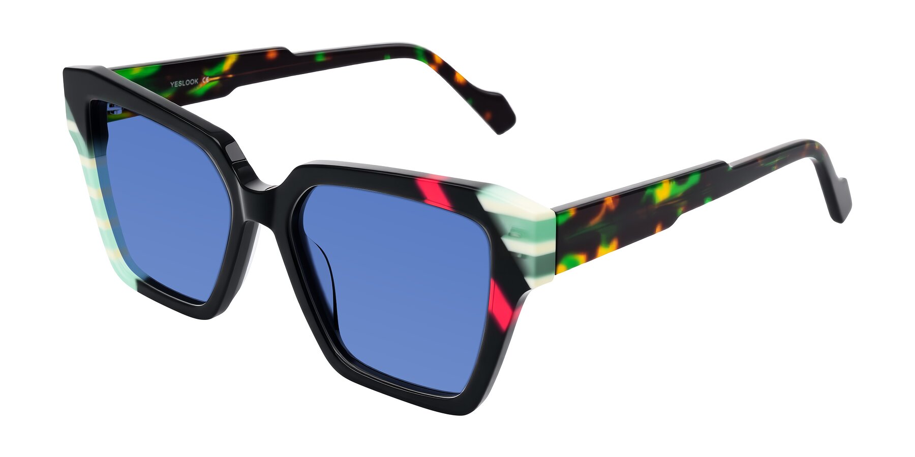 Angle of Widvale in Onyx Mosaic with Blue Tinted Lenses