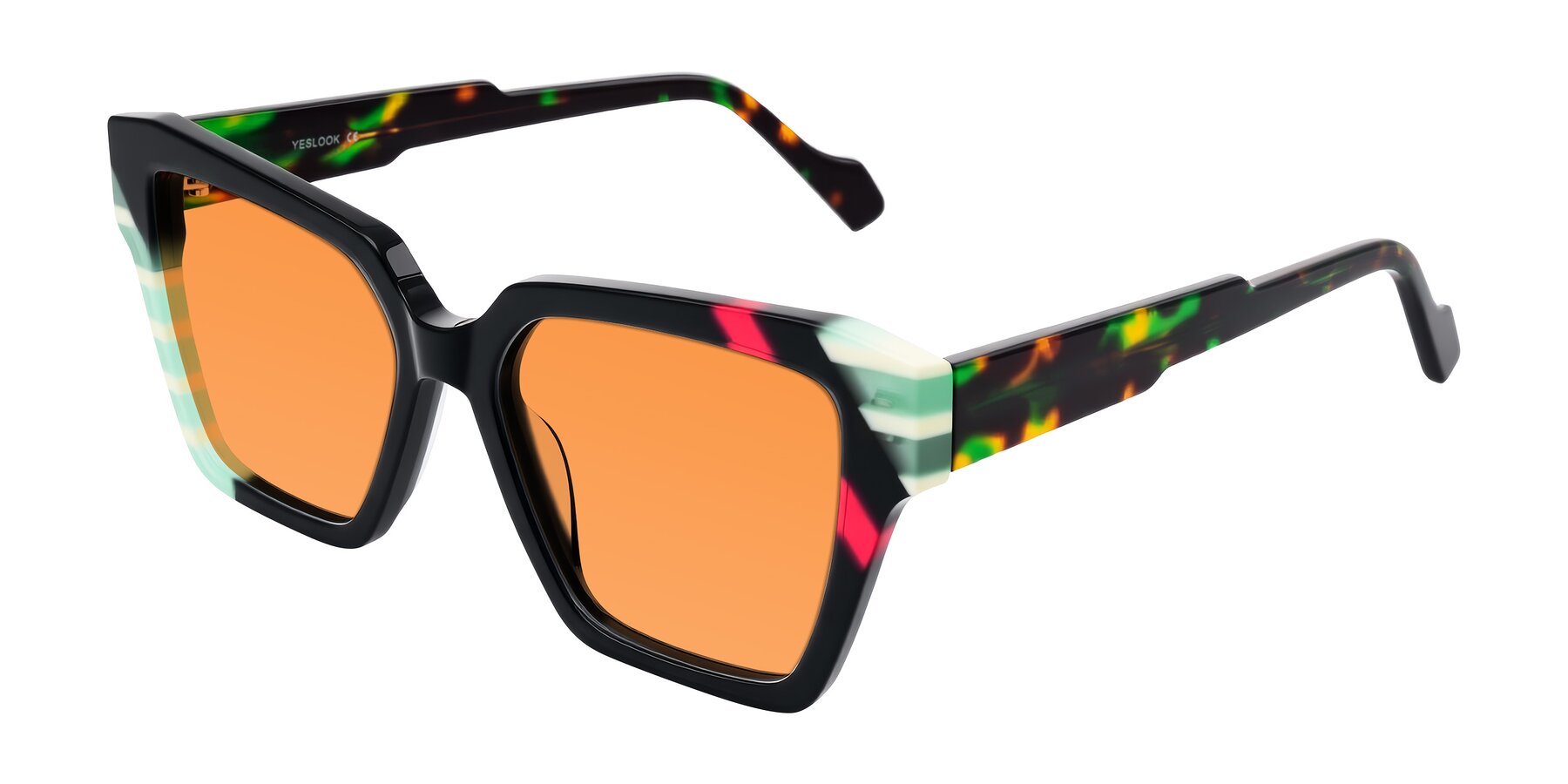 Angle of Widvale in Onyx Mosaic with Orange Tinted Lenses