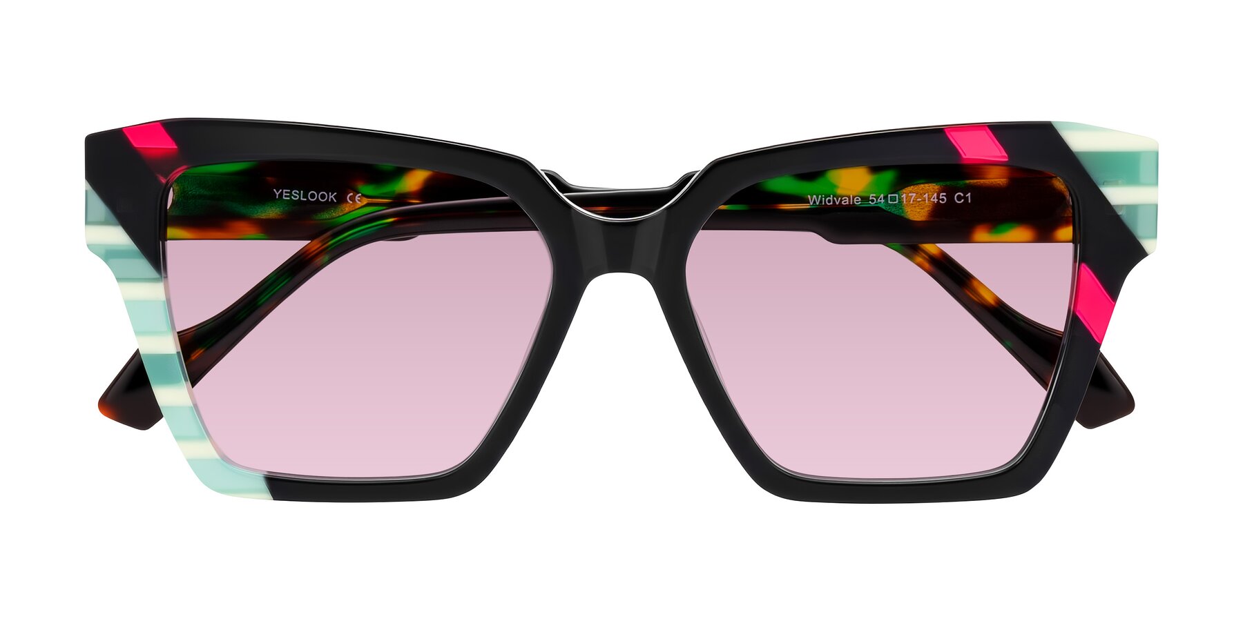 Folded Front of Widvale in Onyx Mosaic with Light Wine Tinted Lenses