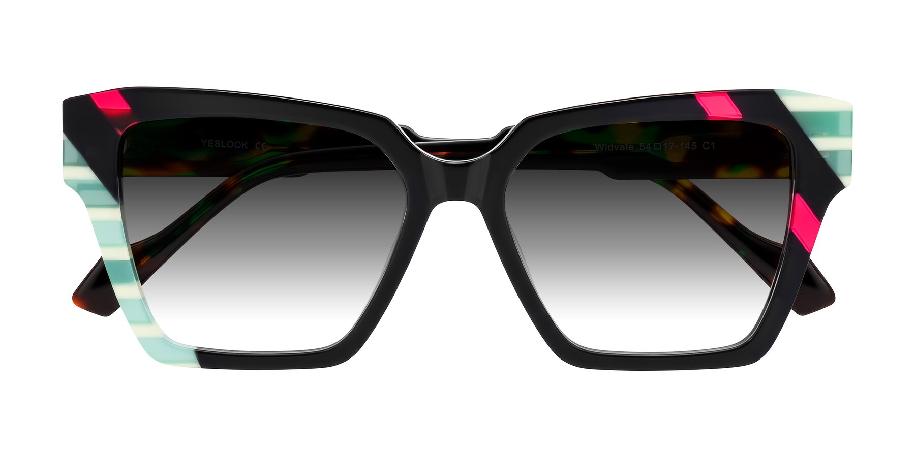 Folded Front of Widvale in Onyx Mosaic with Gray Gradient Lenses