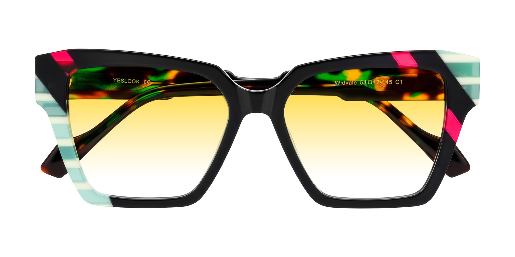 Folded Front of Widvale in Onyx Mosaic with Yellow Gradient Lenses