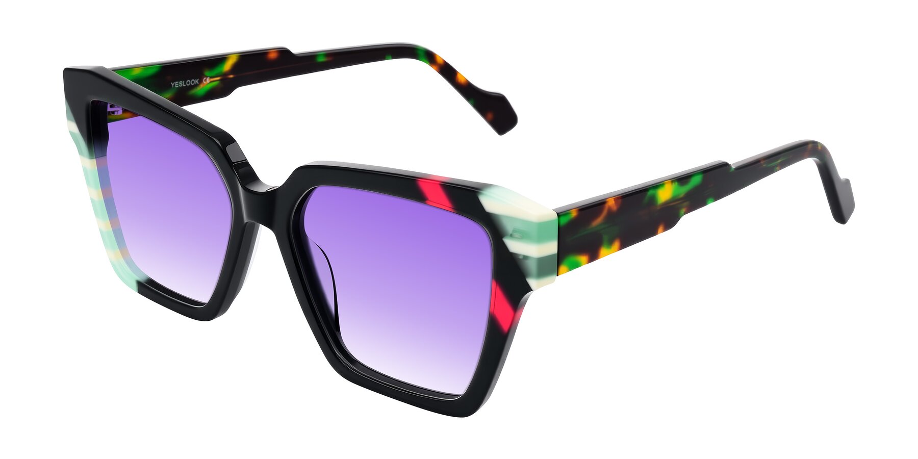 Angle of Widvale in Onyx Mosaic with Purple Gradient Lenses