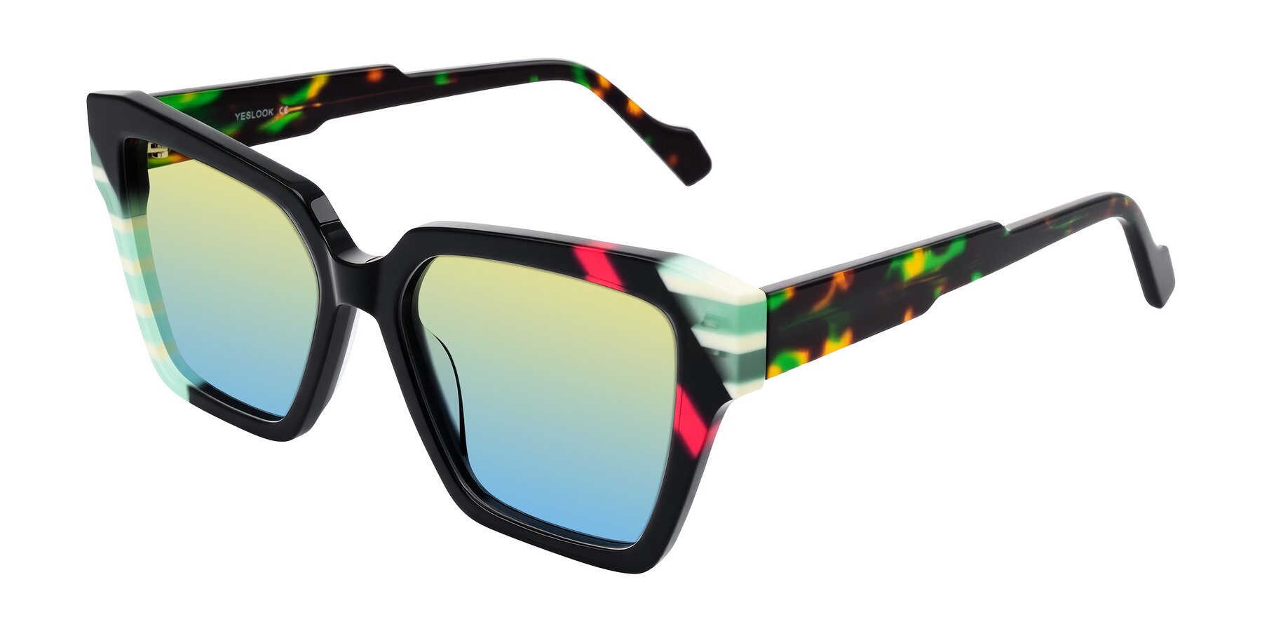 Angle of Widvale in Onyx Mosaic with Yellow / Blue Gradient Lenses