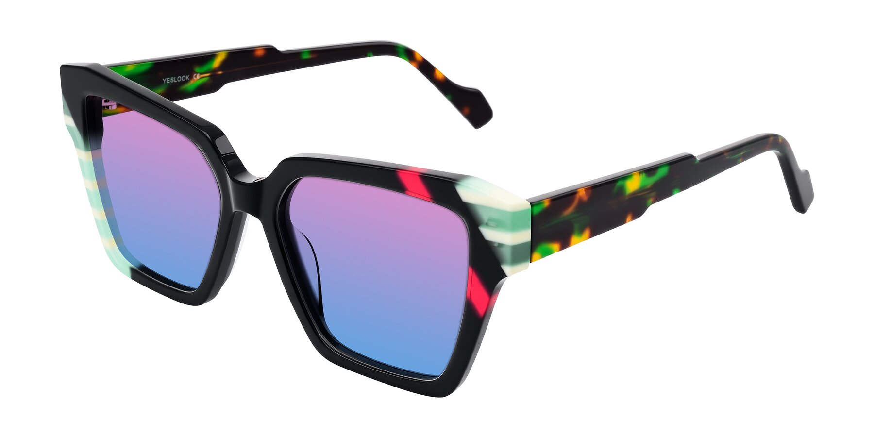 Angle of Widvale in Onyx Mosaic with Pink / Blue Gradient Lenses