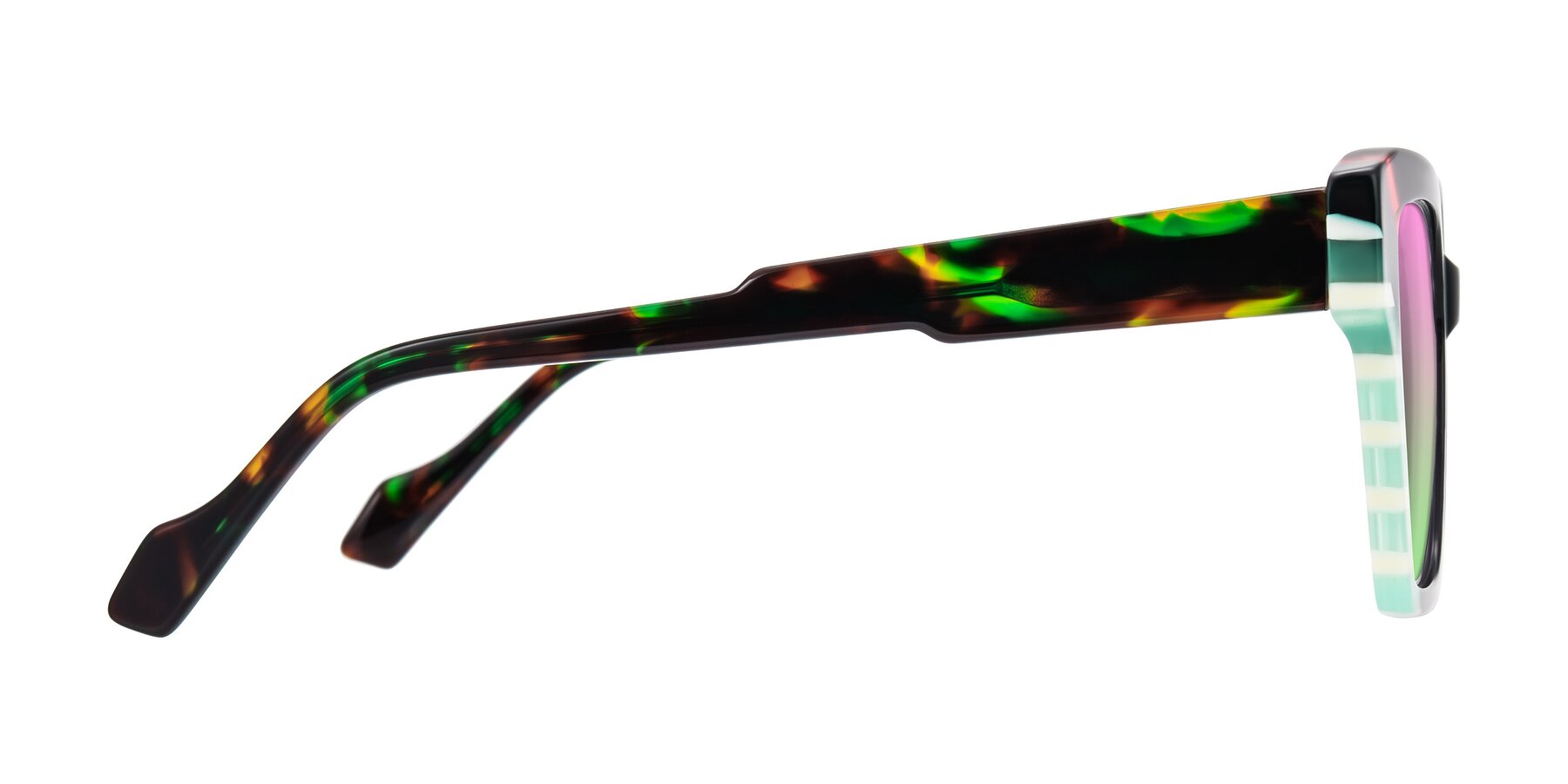 Side of Widvale in Onyx Mosaic with Pink / Green Gradient Lenses