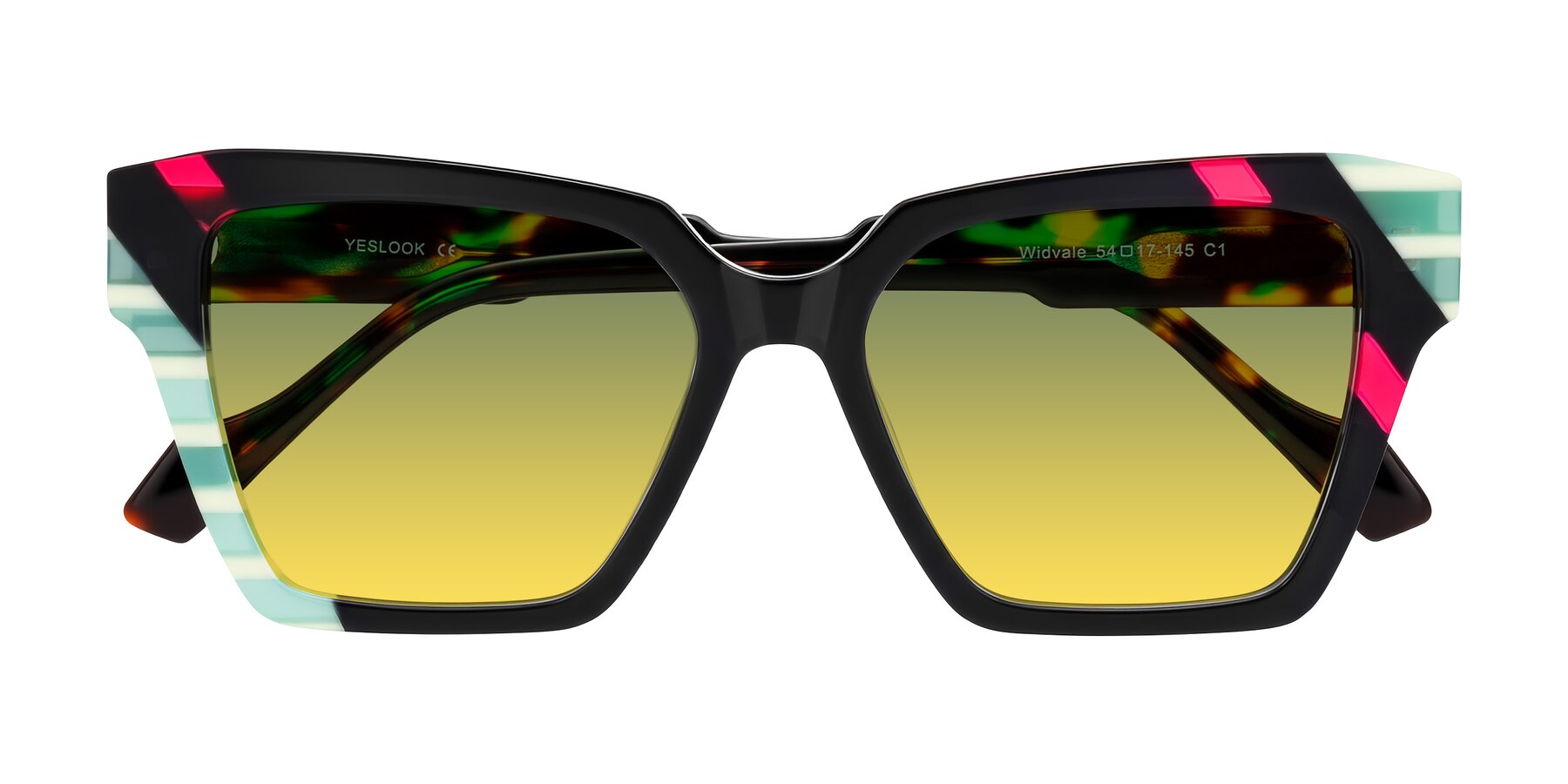 Folded Front of Widvale in Onyx Mosaic with Green / Yellow Gradient Lenses