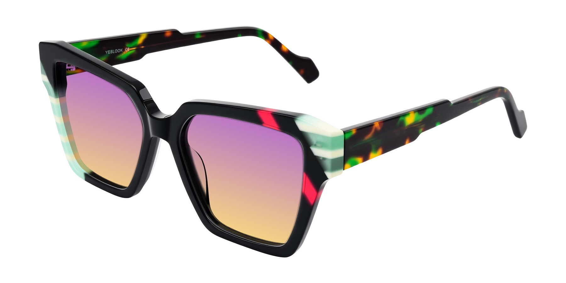 Angle of Widvale in Onyx Mosaic with Purple / Yellow Gradient Lenses