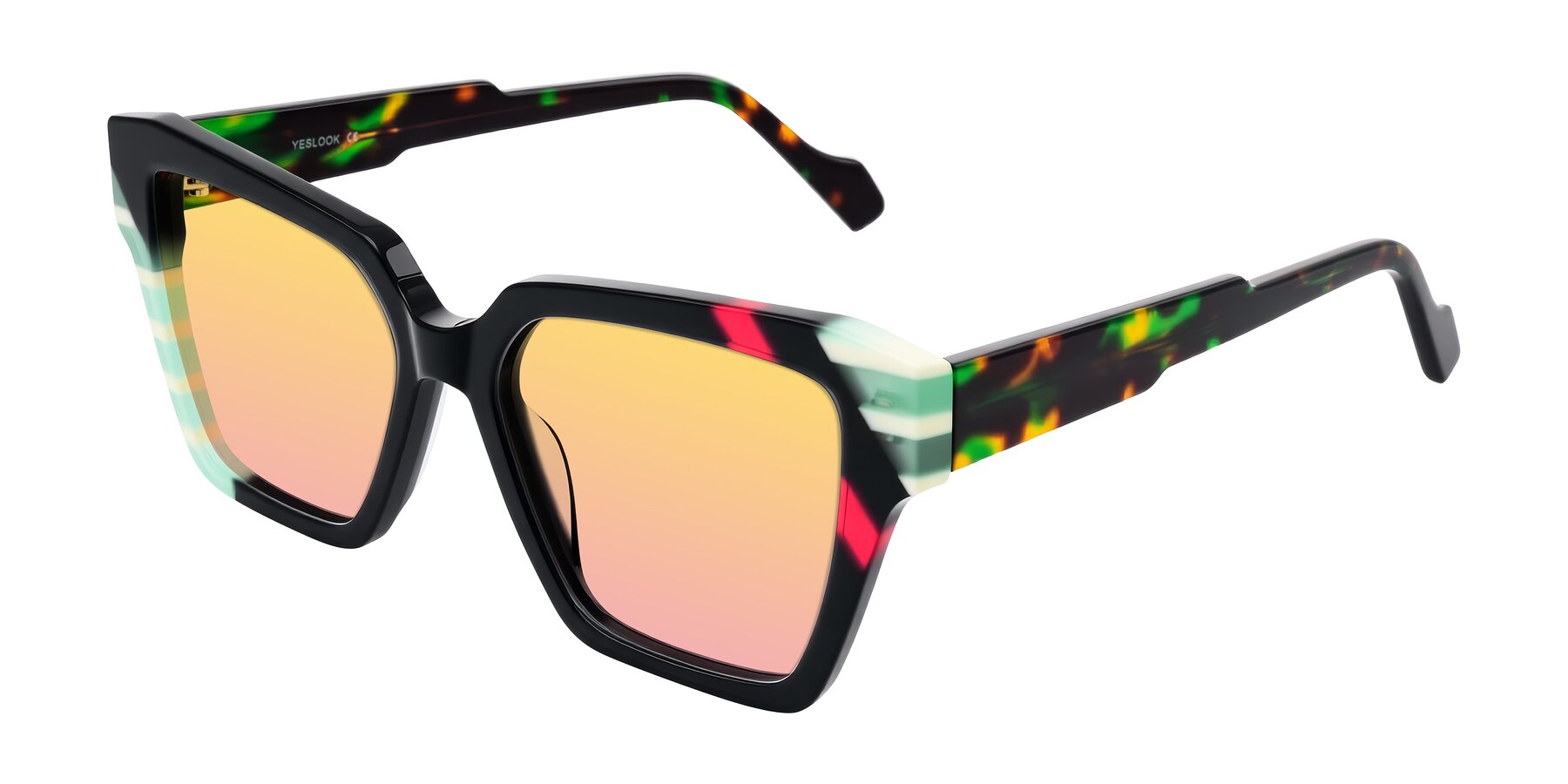 Angle of Widvale in Onyx Mosaic with Yellow / Pink Gradient Lenses