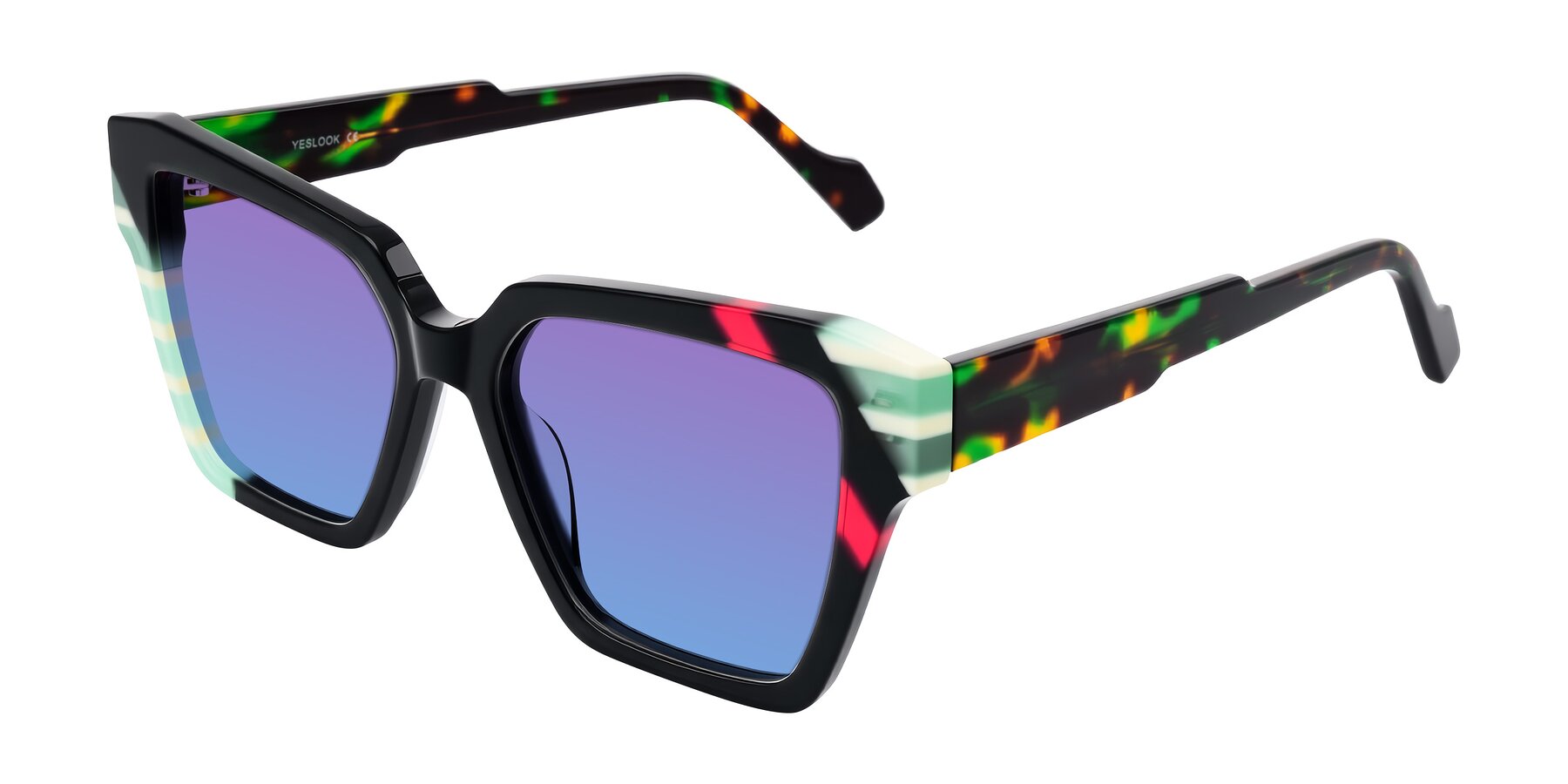 Angle of Widvale in Onyx Mosaic with Purple / Blue Gradient Lenses