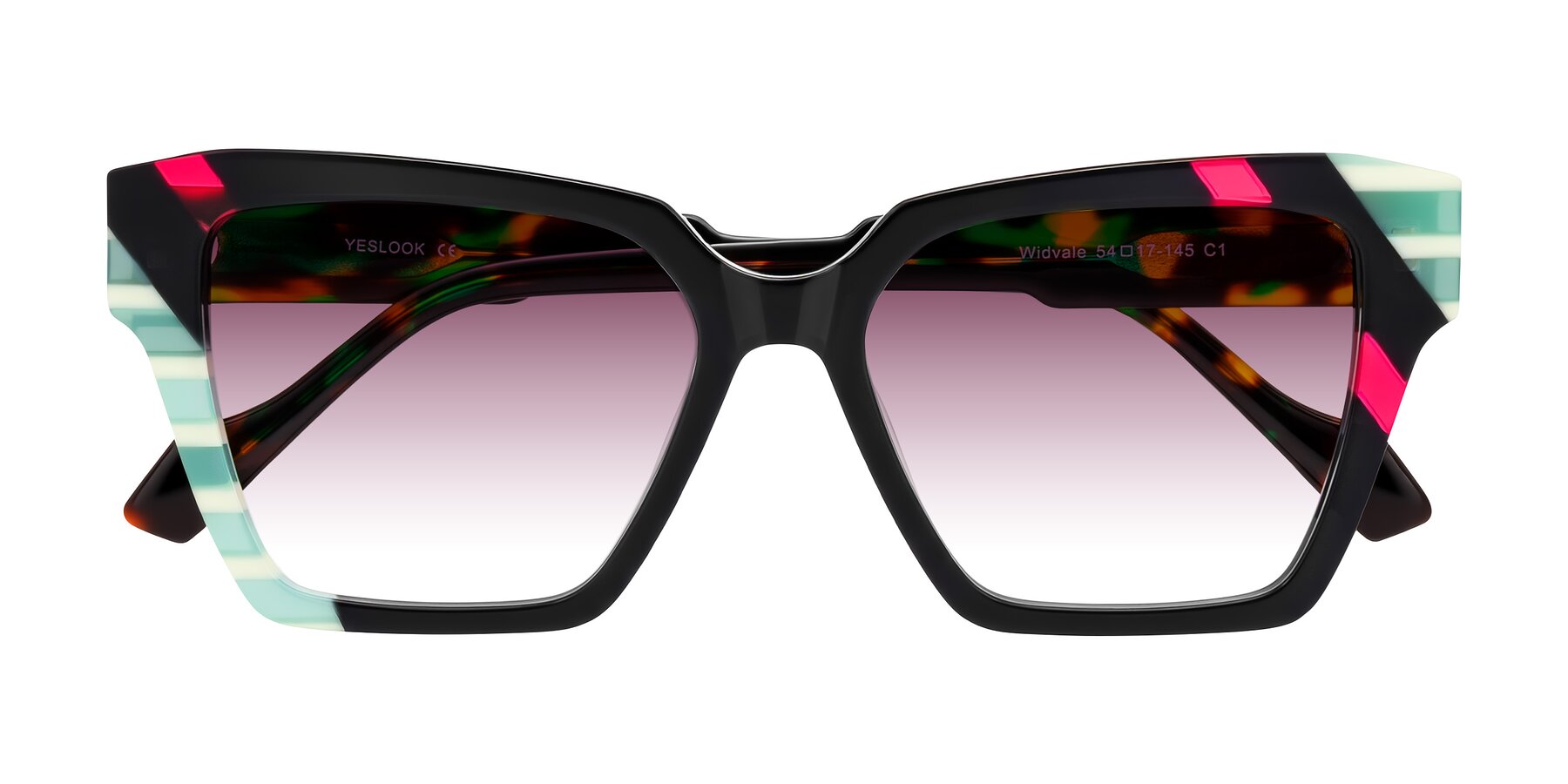 Folded Front of Widvale in Onyx Mosaic with Wine Gradient Lenses