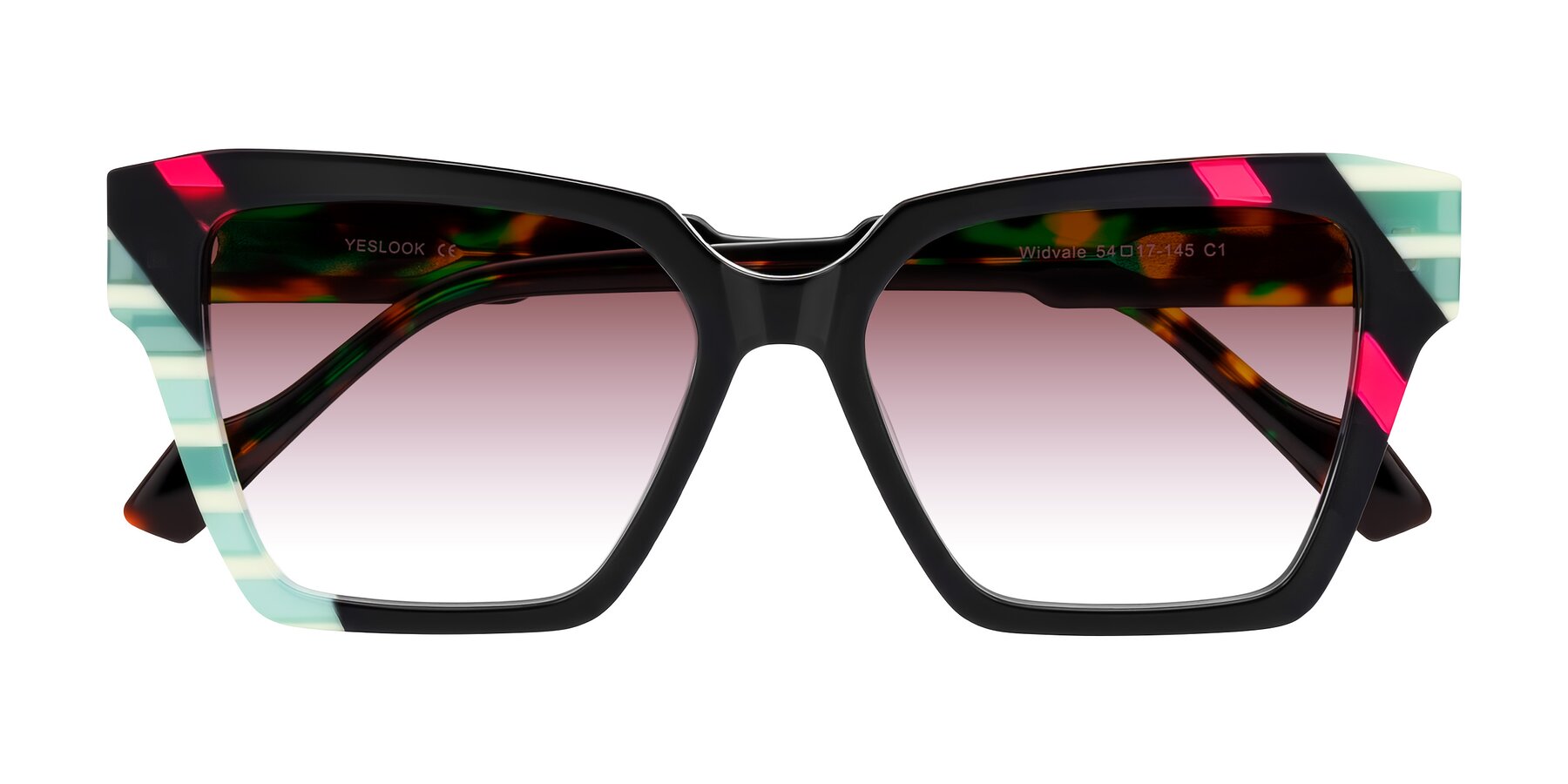 Folded Front of Widvale in Onyx Mosaic with Garnet Gradient Lenses
