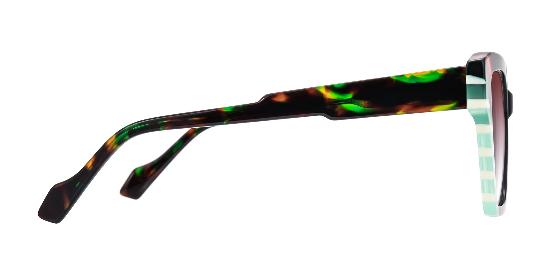 Side of Widvale in Onyx Mosaic with Garnet Gradient Lenses