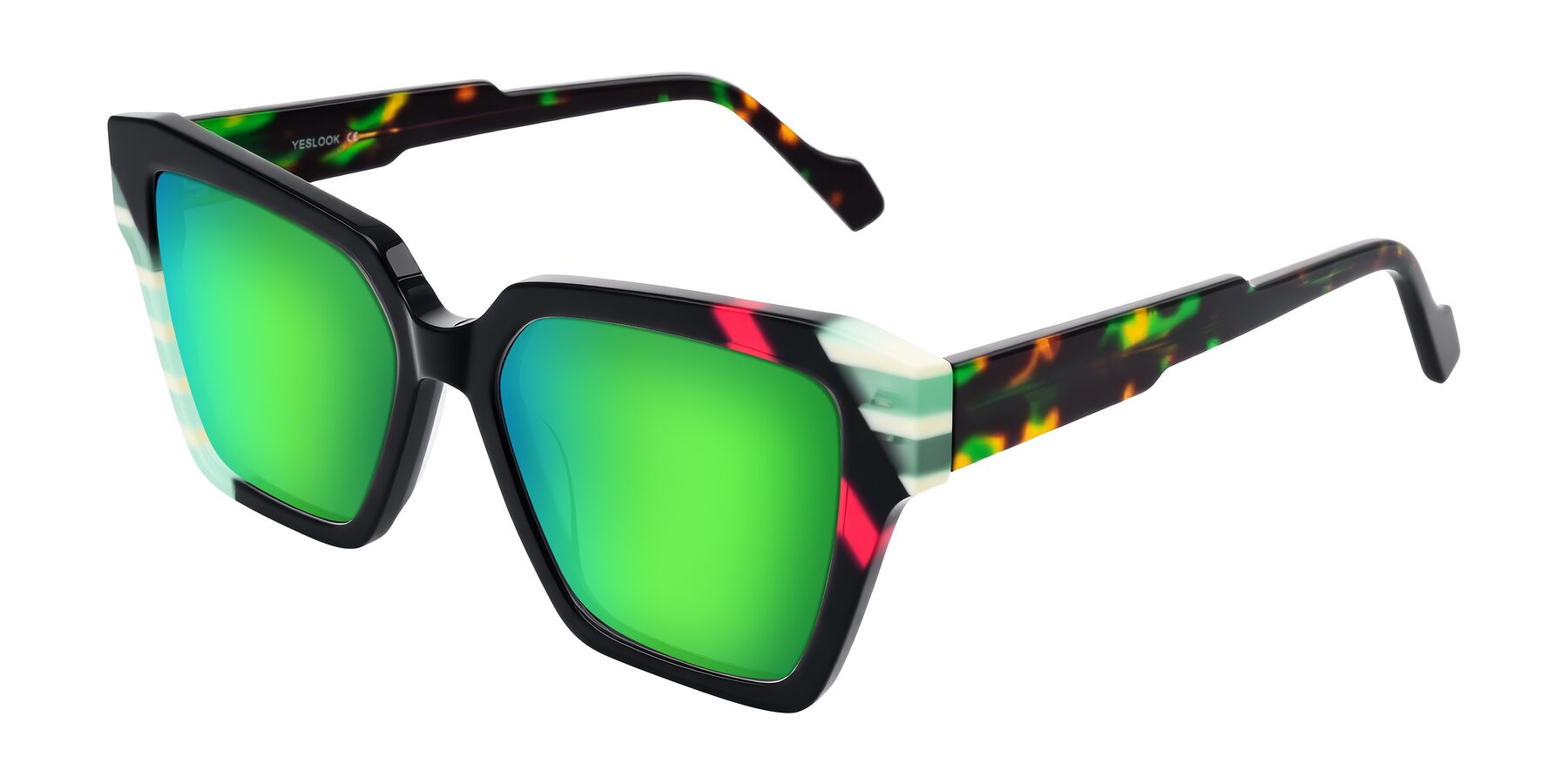 Angle of Widvale in Onyx Mosaic with Green Mirrored Lenses
