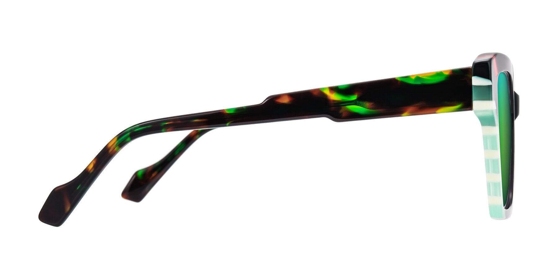 Side of Widvale in Onyx Mosaic with Green Mirrored Lenses