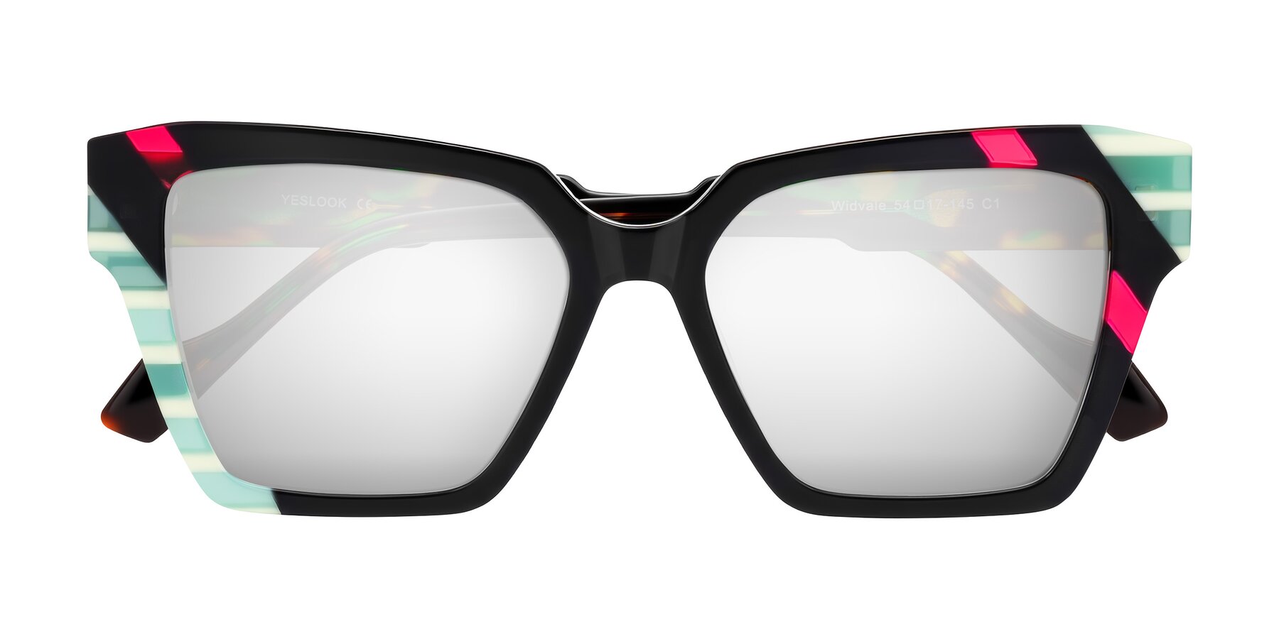 Folded Front of Widvale in Onyx Mosaic with Silver Mirrored Lenses