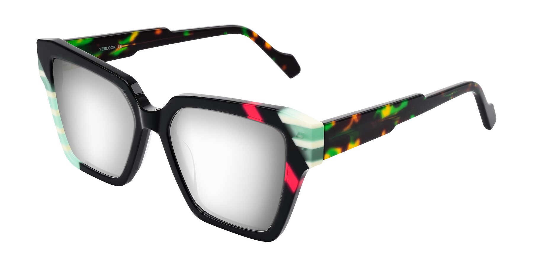 Angle of Widvale in Onyx Mosaic with Silver Mirrored Lenses