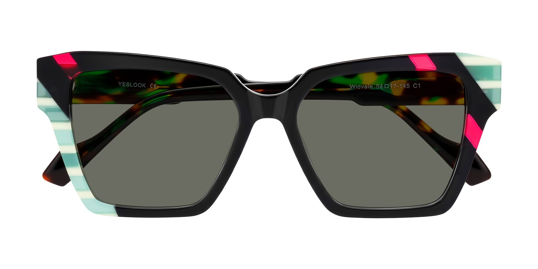 Folded Front of Widvale in Onyx Mosaic with Gray Polarized Lenses