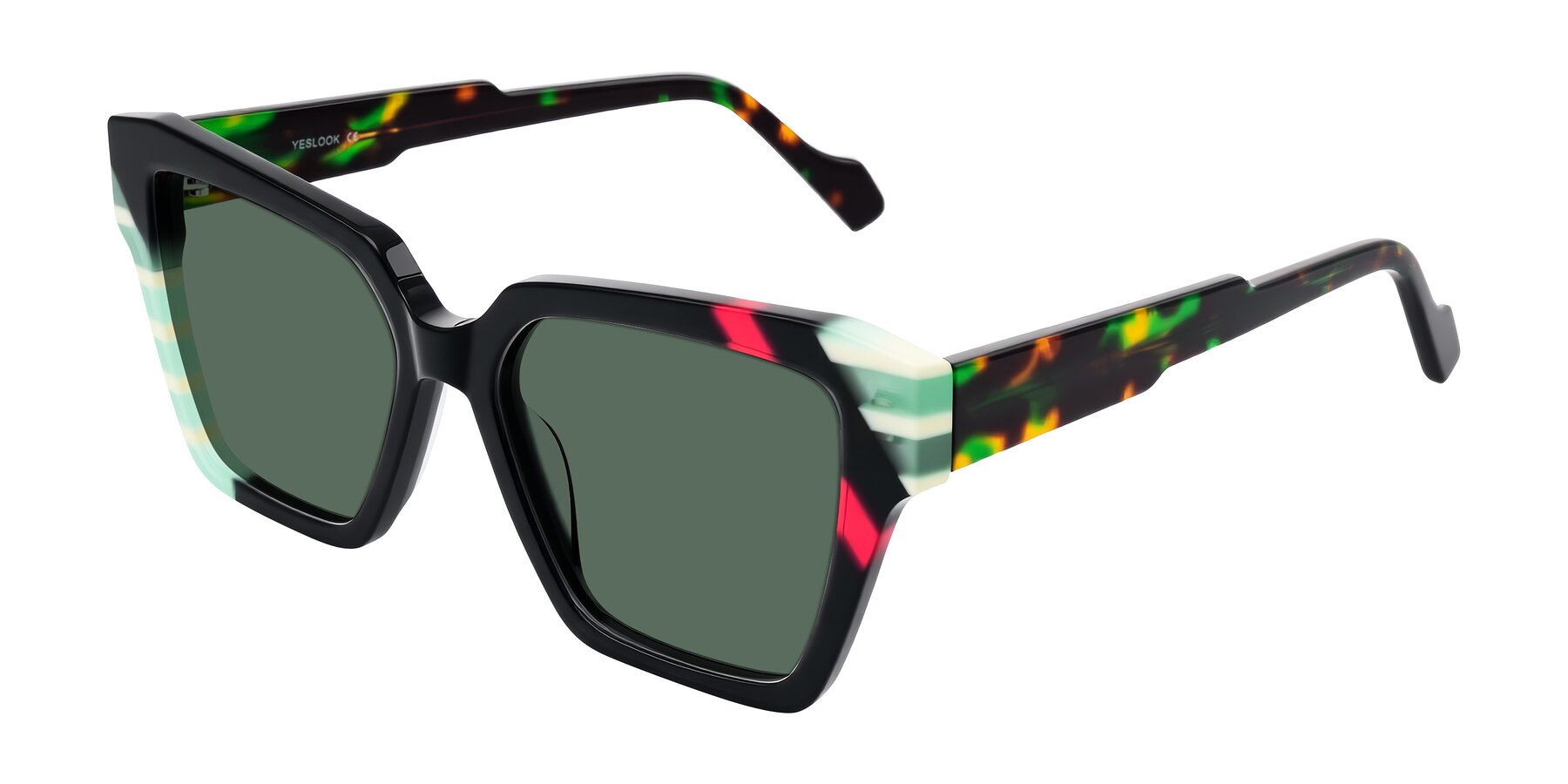 Angle of Widvale in Onyx Mosaic with Green Polarized Lenses