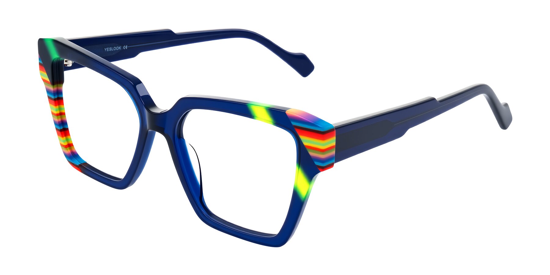 Angle of Widvale in Indigo Deco with Clear Eyeglass Lenses