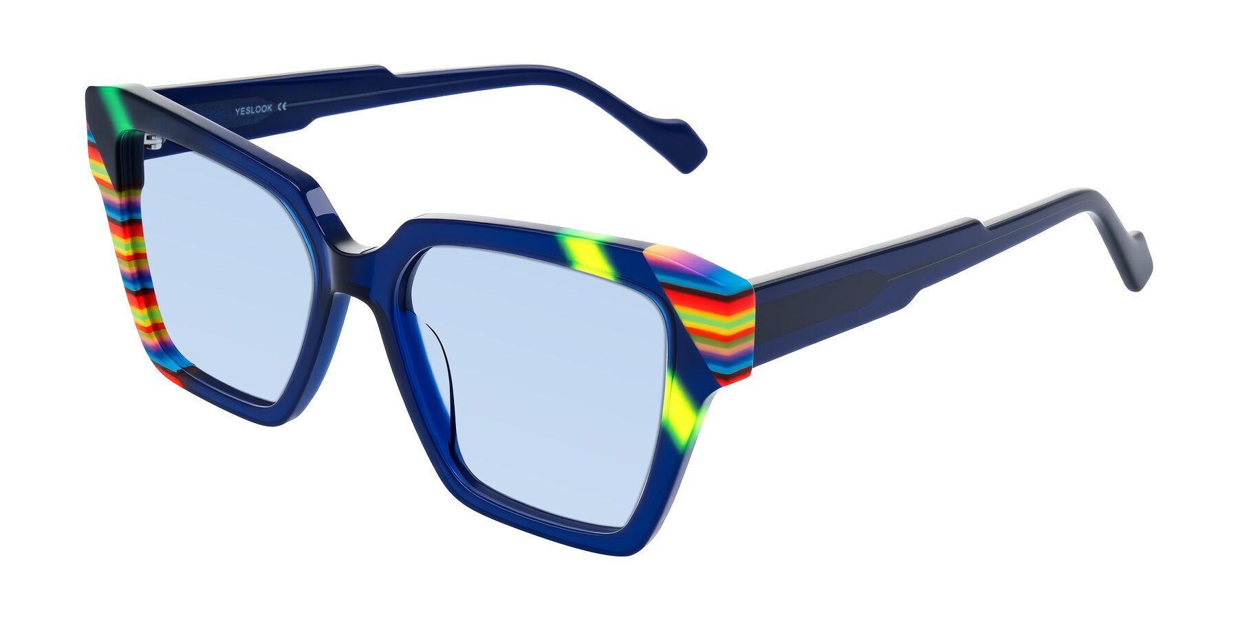 Angle of Widvale in Indigo Deco with Light Blue Tinted Lenses