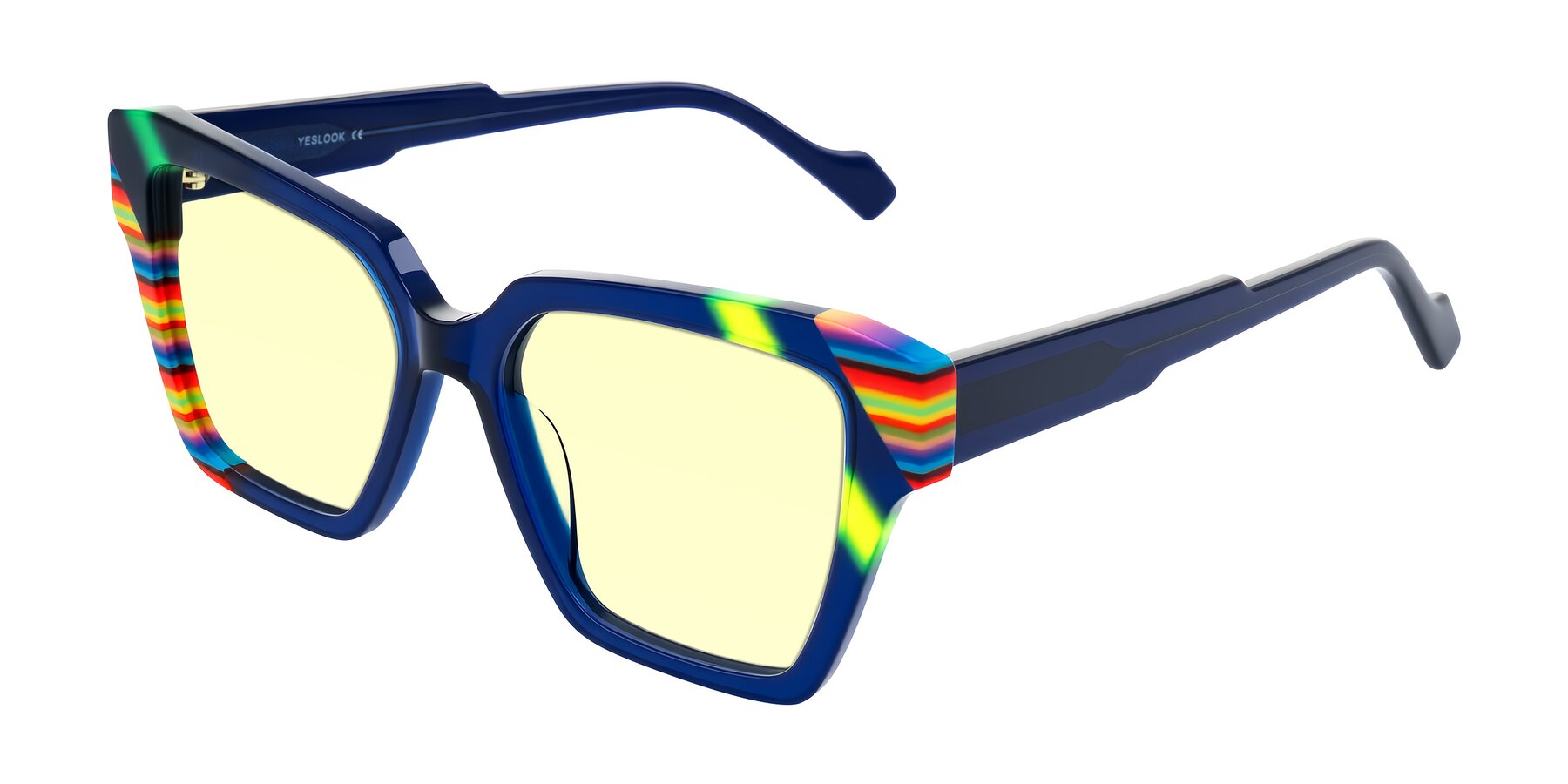 Angle of Widvale in Indigo Deco with Light Yellow Tinted Lenses