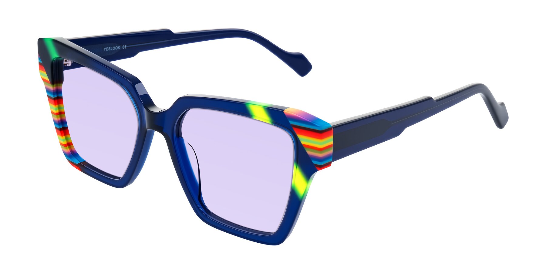 Angle of Widvale in Indigo Deco with Light Purple Tinted Lenses