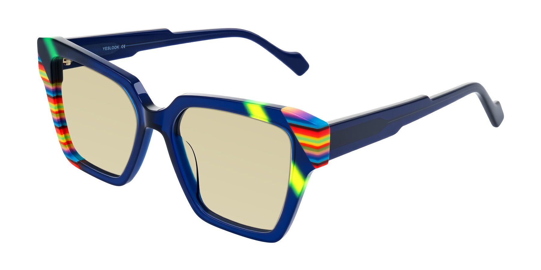 Angle of Widvale in Indigo Deco with Light Champagne Tinted Lenses