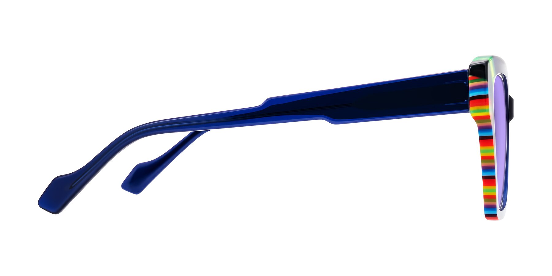 Side of Widvale in Indigo Deco with Medium Purple Tinted Lenses