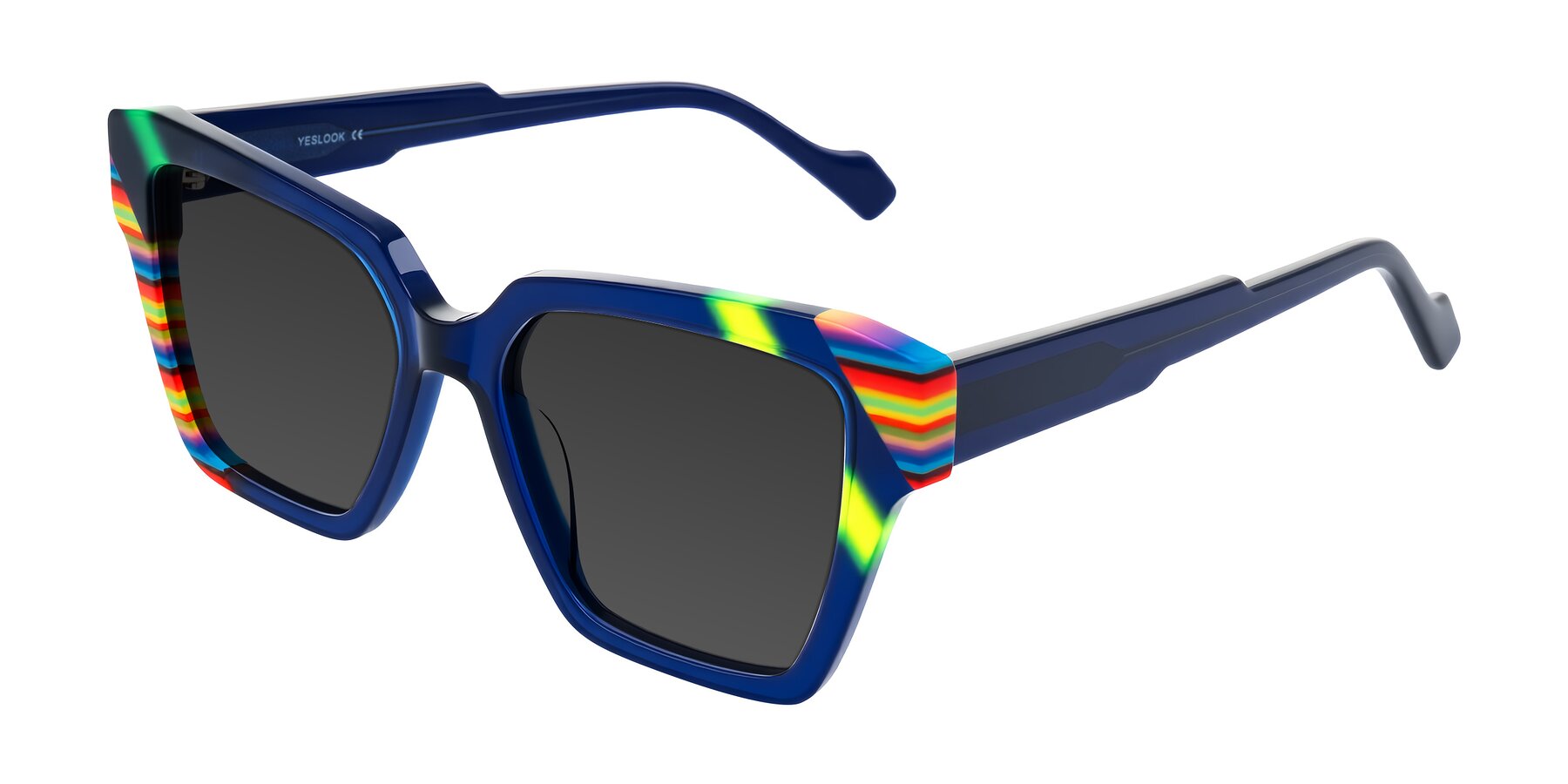 Angle of Widvale in Indigo Deco with Gray Tinted Lenses
