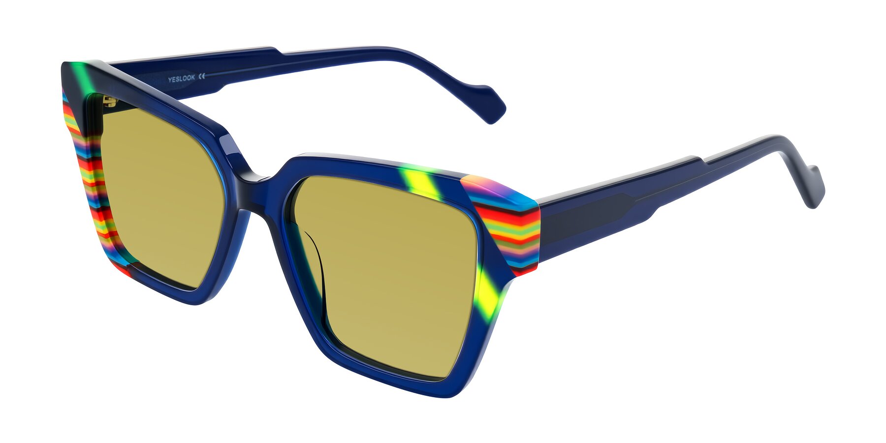 Angle of Widvale in Indigo Deco with Champagne Tinted Lenses