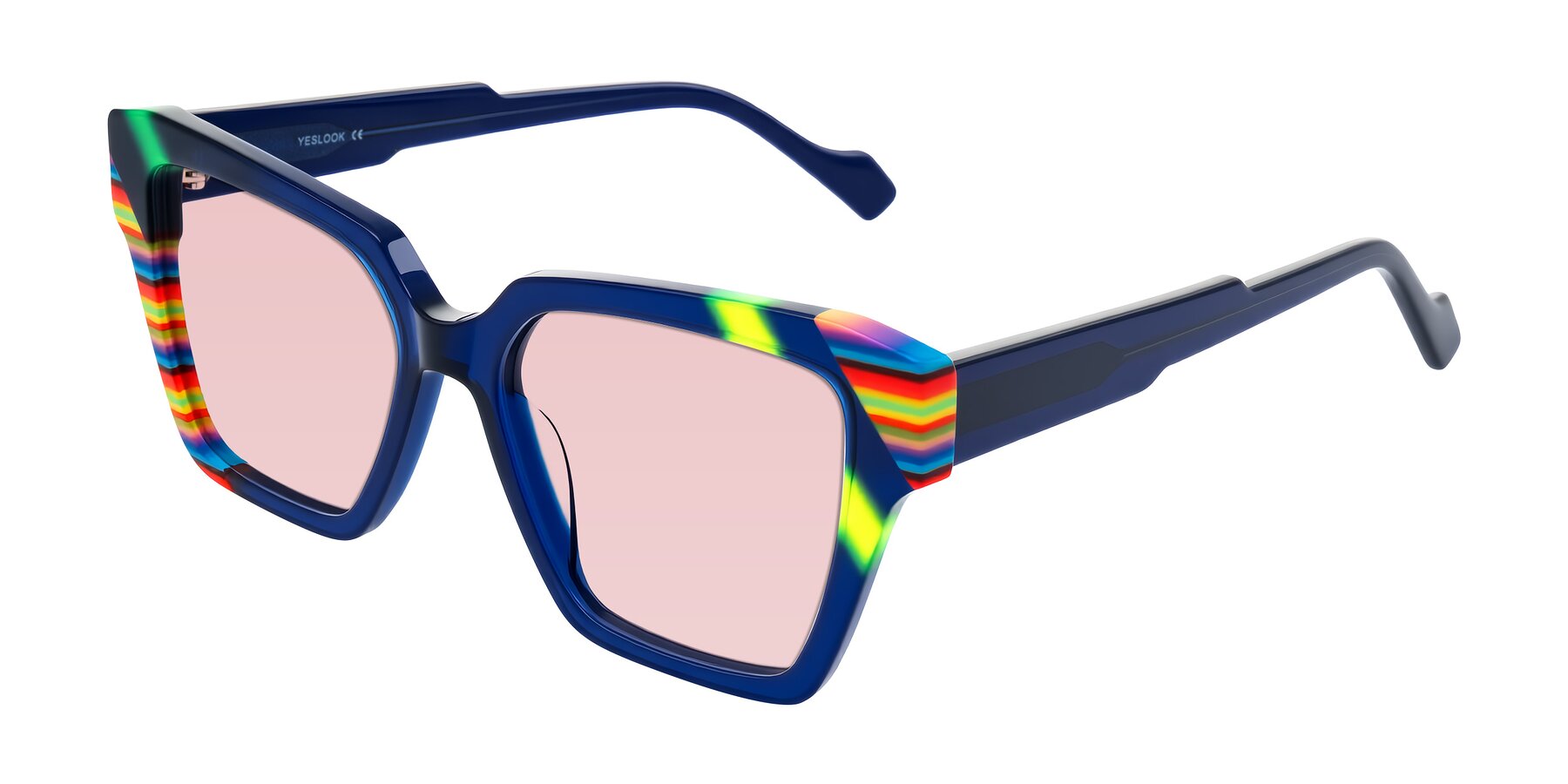 Angle of Widvale in Indigo Deco with Light Garnet Tinted Lenses