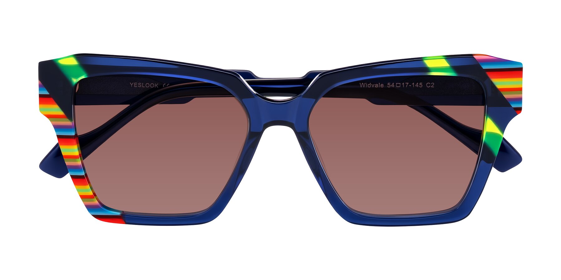 Folded Front of Widvale in Indigo Deco with Garnet Tinted Lenses