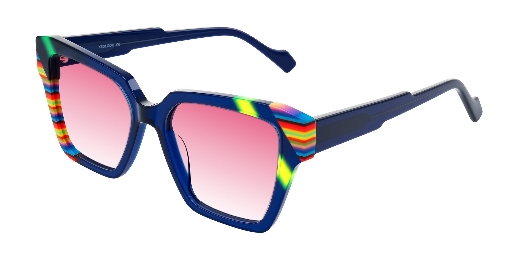 Angle of Widvale in Indigo Deco with Pink Gradient Lenses