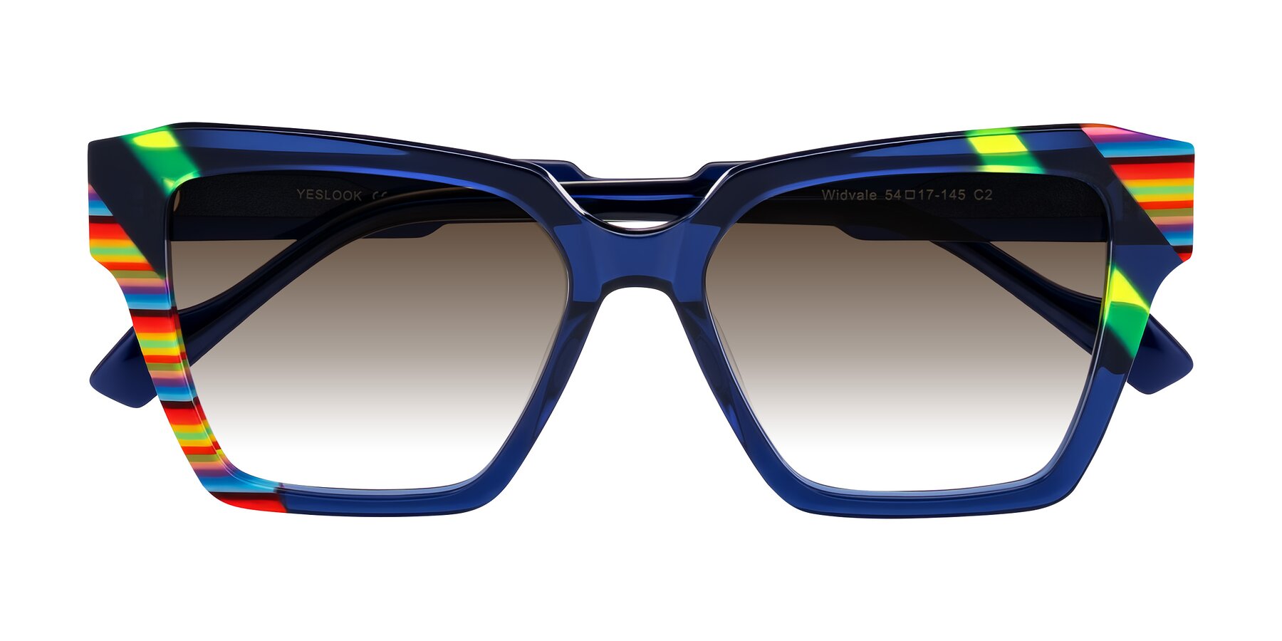Folded Front of Widvale in Indigo Deco with Brown Gradient Lenses