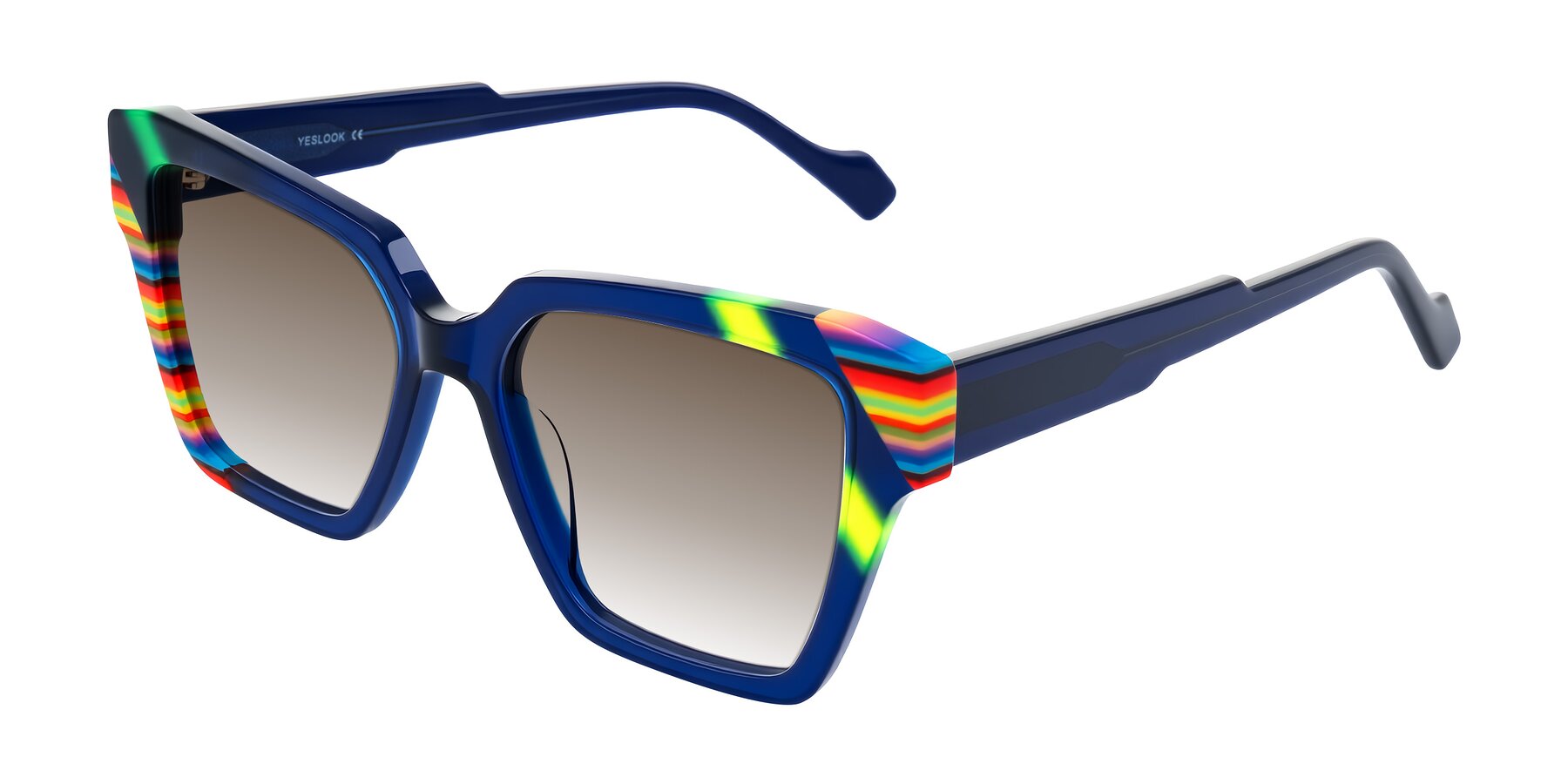 Angle of Widvale in Indigo Deco with Brown Gradient Lenses