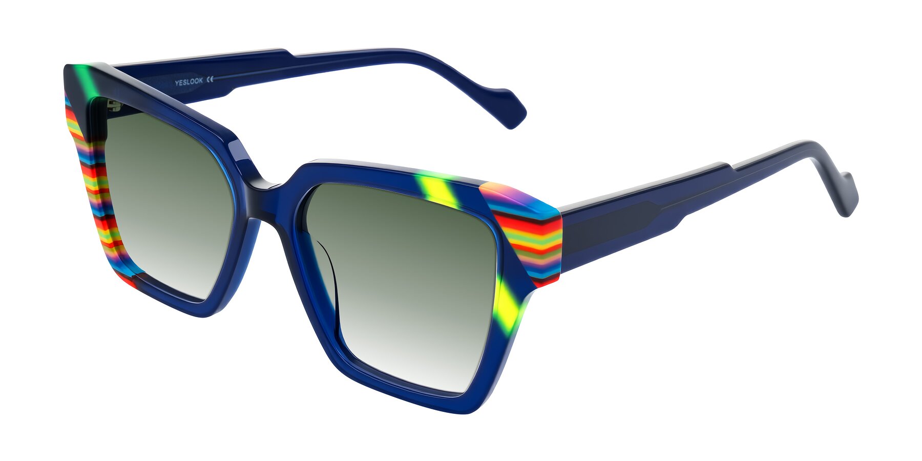 Angle of Widvale in Indigo Deco with Green Gradient Lenses
