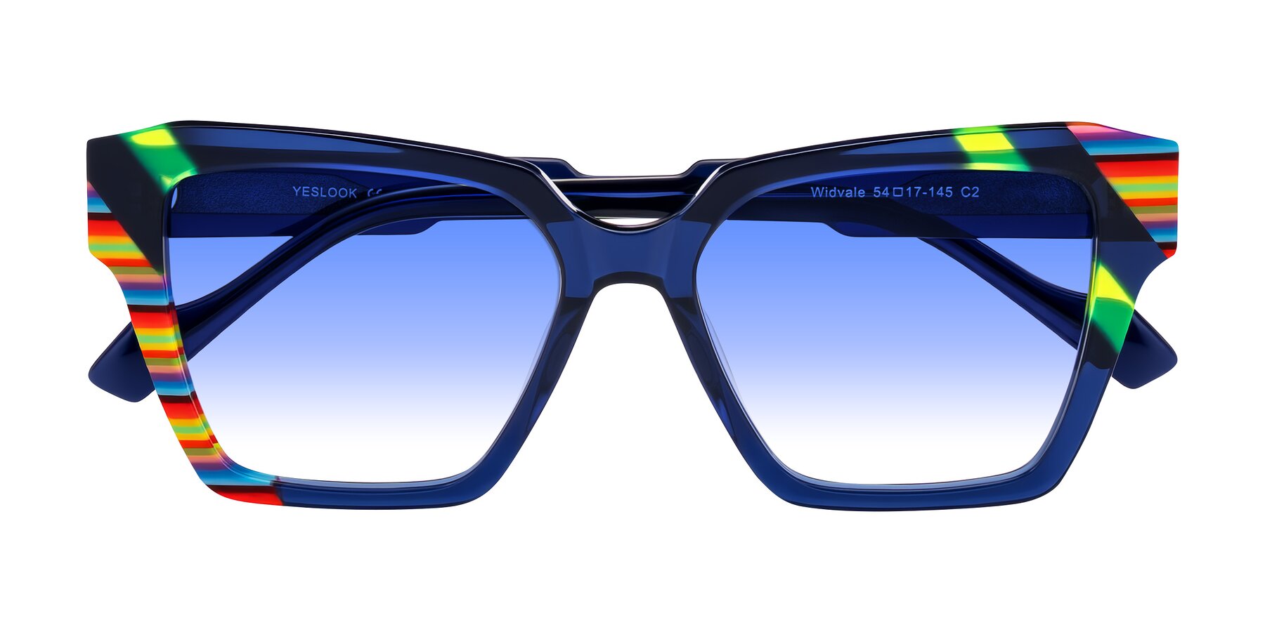 Folded Front of Widvale in Indigo Deco with Blue Gradient Lenses