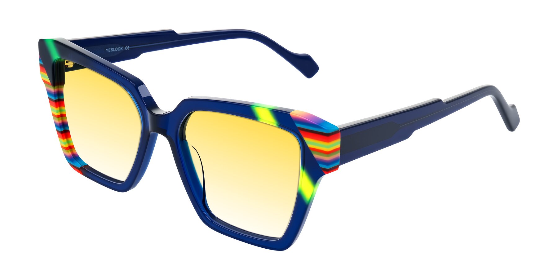 Angle of Widvale in Indigo Deco with Yellow Gradient Lenses