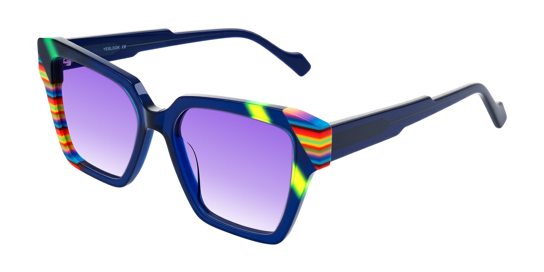 Angle of Widvale in Indigo Deco with Purple Gradient Lenses