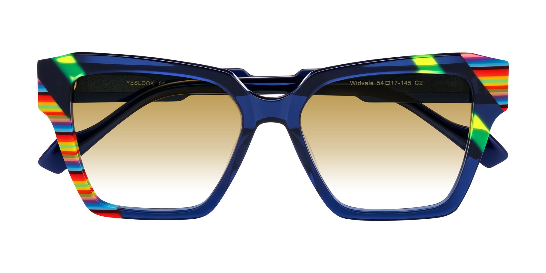 Folded Front of Widvale in Indigo Deco with Champagne Gradient Lenses