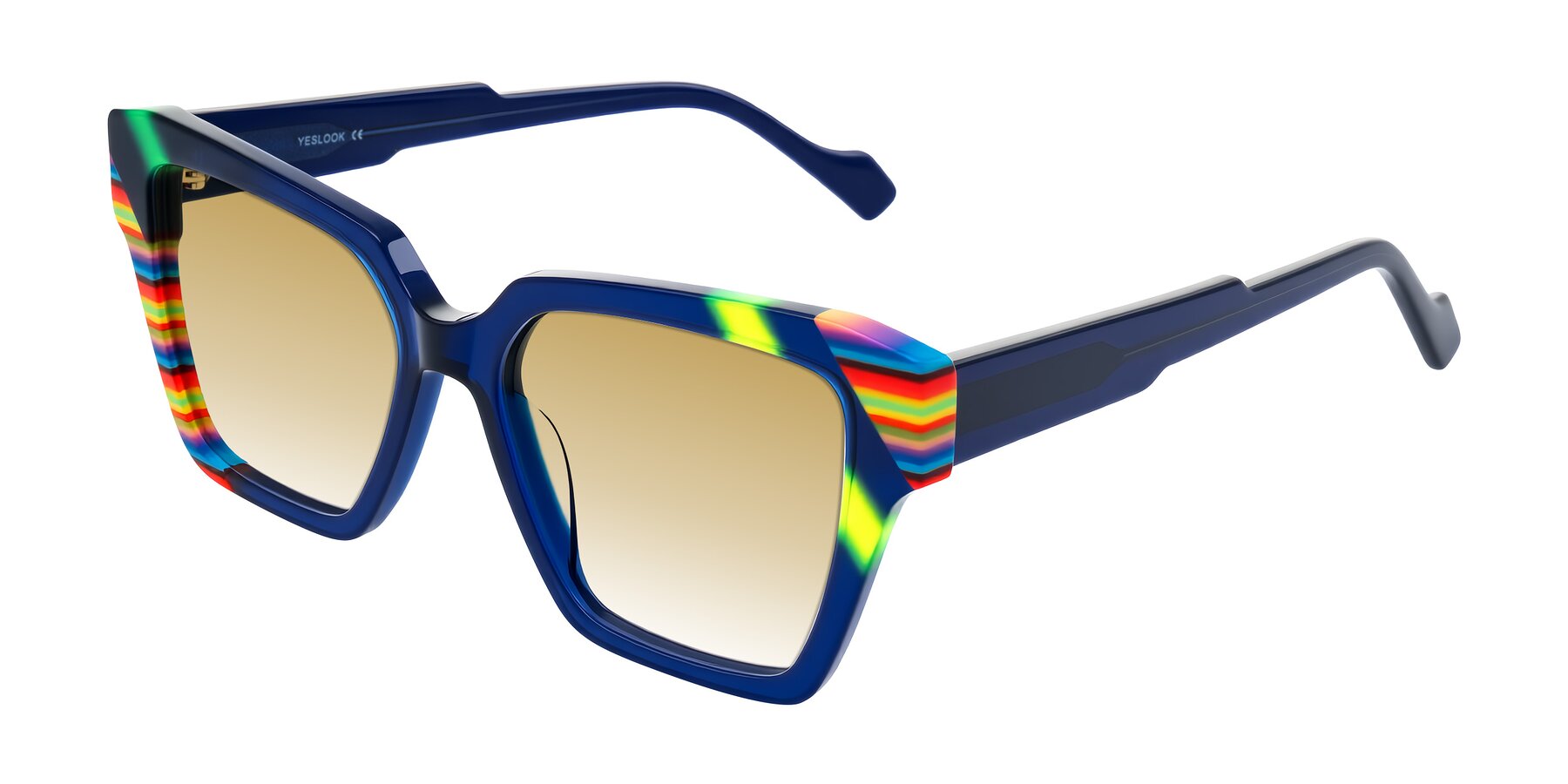Angle of Widvale in Indigo Deco with Champagne Gradient Lenses