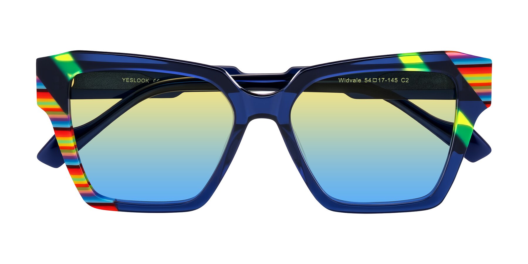 Folded Front of Widvale in Indigo Deco with Yellow / Blue Gradient Lenses