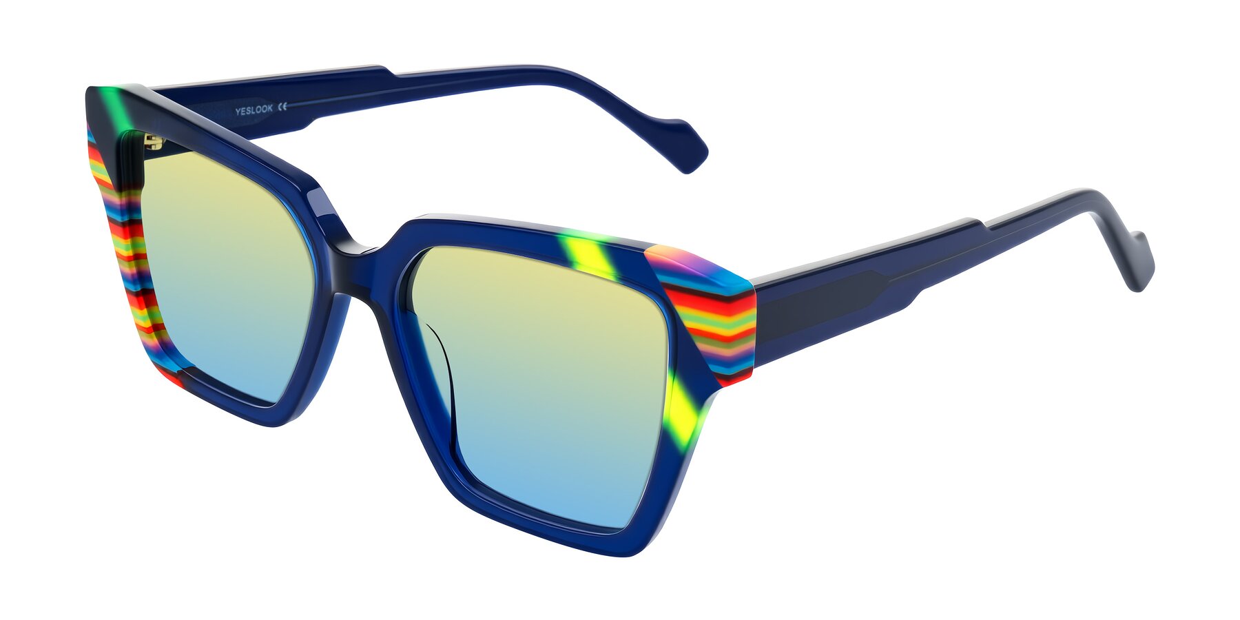 Angle of Widvale in Indigo Deco with Yellow / Blue Gradient Lenses