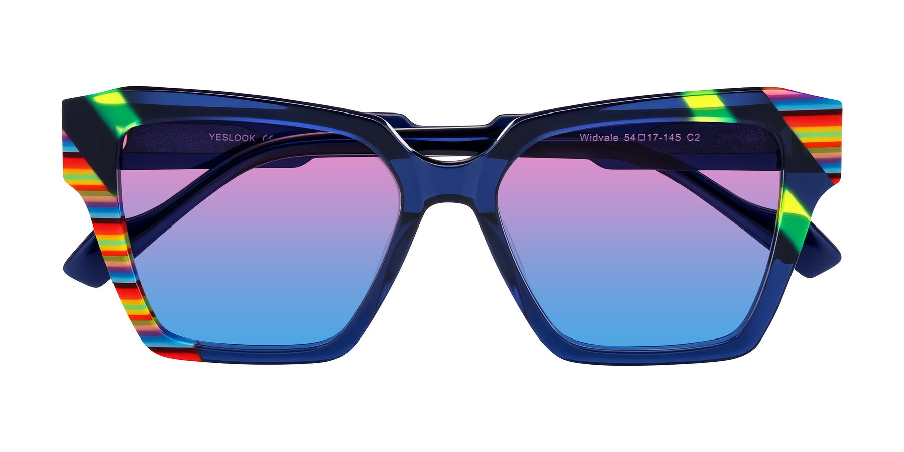 Folded Front of Widvale in Indigo Deco with Pink / Blue Gradient Lenses
