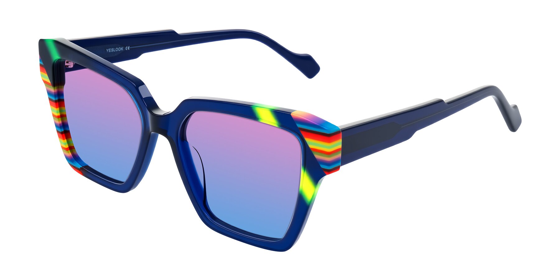 Angle of Widvale in Indigo Deco with Pink / Blue Gradient Lenses