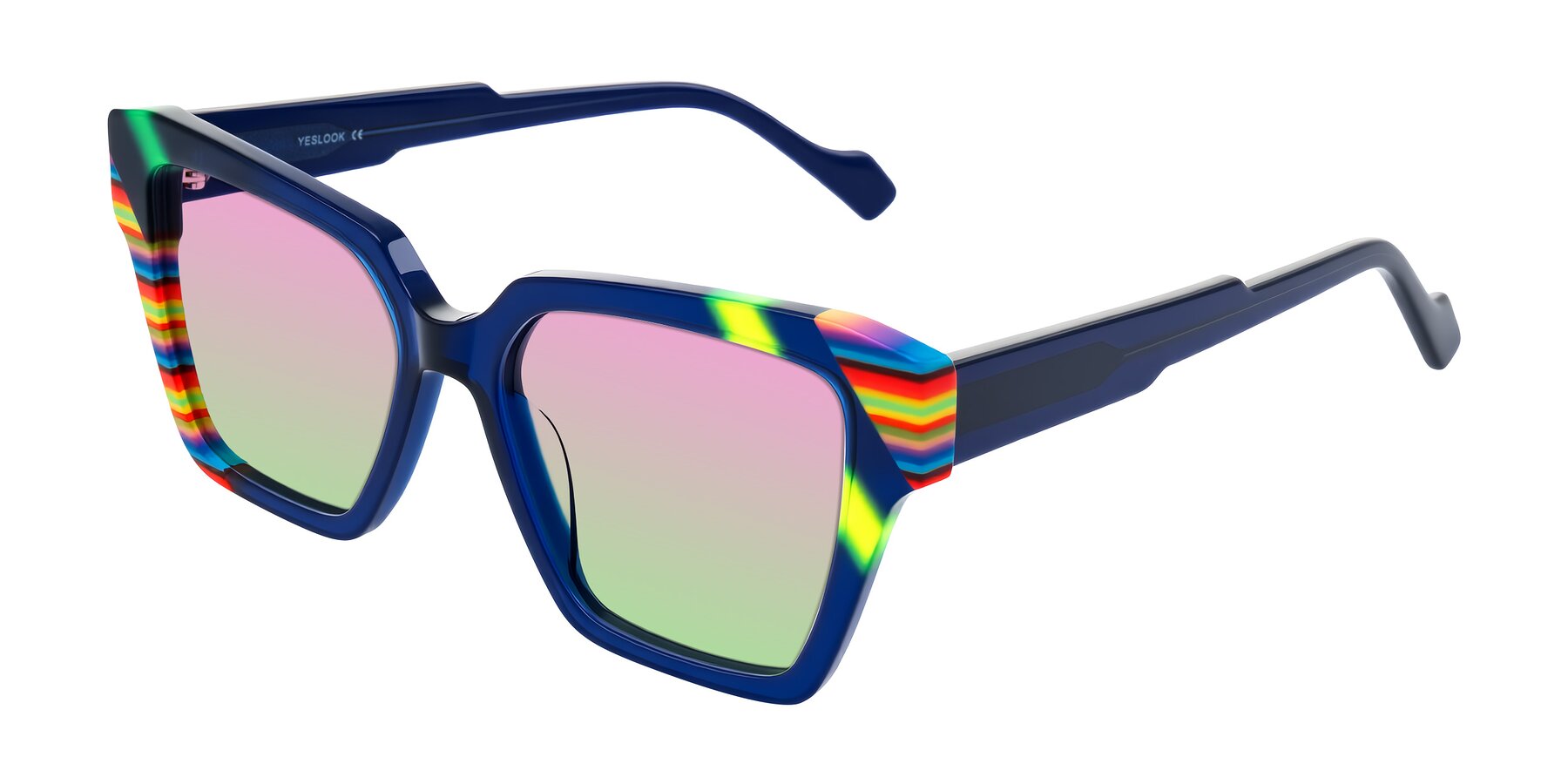 Angle of Widvale in Indigo Deco with Pink / Green Gradient Lenses